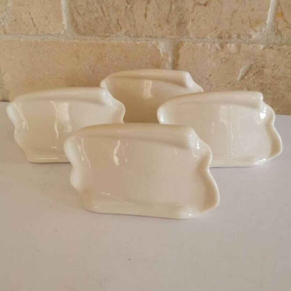 Set of 4 Skye McGhie Cream Name Cards, Reusable Place Cards Vintage Table China